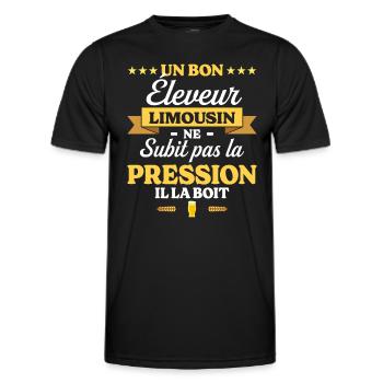 Éleveur Limousin Humour Éleveur - T-shirt sport Homme - noir - Devant - AI Model Male 178 dark (178cm)