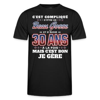Humour Homme 30 ans Fête Anniversaire - T-shirt sport Homme - noir - Devant - AI Model Male 178 dark (178cm)