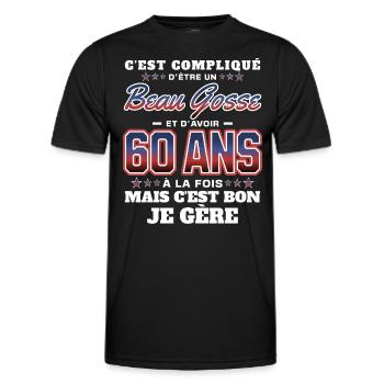 Humour Homme 60 ans Fête Anniversaire - T-shirt sport Homme - noir - Devant - AI Model Male 178 dark (178cm)