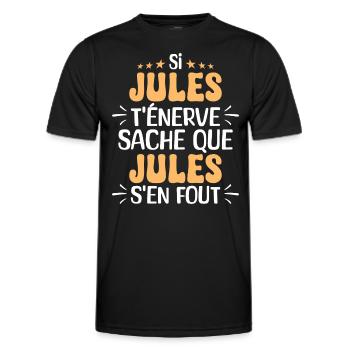 Nom Humour Prénom Personnalisé Jules - T-shirt sport Homme - noir - Devant - AI Model Male 178 dark (178cm)