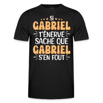 Nom Humour Prénom Personnalisé Gabriel - T-shirt sport Homme - noir - Devant - AI Model Male 178 dark (178cm)