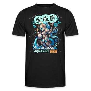 Wassermann Astrologisches Sternzeichen - Männer Funktions-T-Shirt - Schwarz - Vorne - AI Model Male 178 dark (178cm)