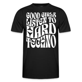 Girls Listen To Hard Techno EDM - Men's Functional T-Shirt - black - Front - AI Model Male 178 dark (178cm)
