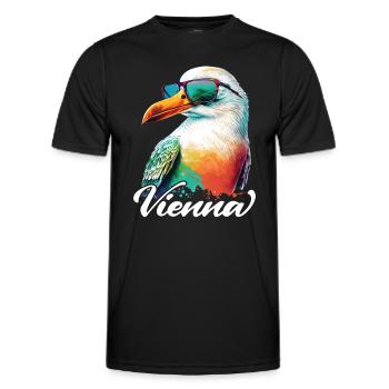 Vienna Austria Holiday Seagull with sunglasses - Men's Functional T-Shirt - black - Front - AI Model Male 178 dark (178cm)