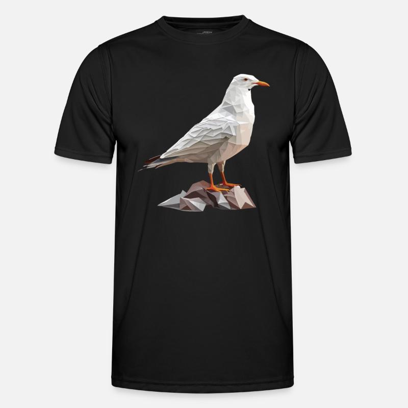 Polygon Möwe auf Felsen - Männer Funktions-T-Shirt - Schwarz