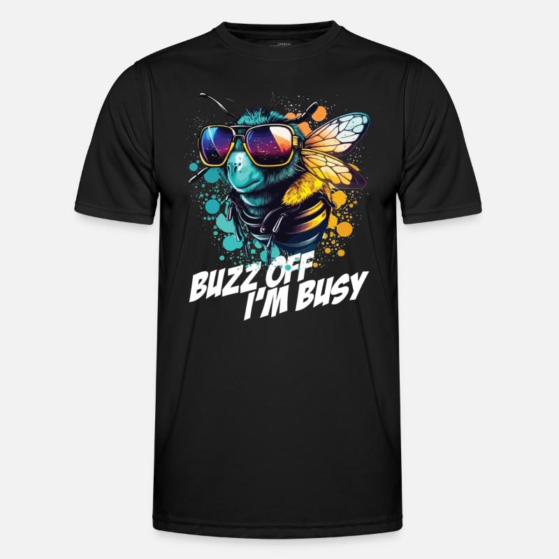 Hummel mit Sonnenbrille Buzz Off I'm Busy - Männer Funktions-T-Shirt - Schwarz