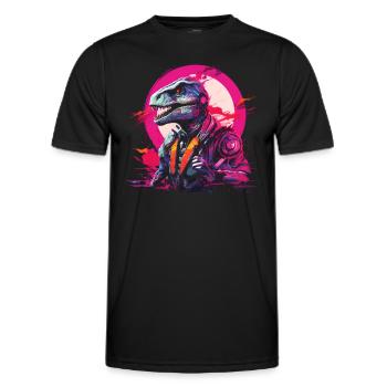 T-Rex futuriste - T-shirt sport Homme - noir - Devant - AI Model Male 178 dark (178cm)