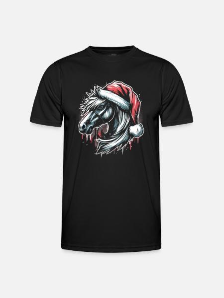 Weihnachten Pferd Pferdekopf Graffiti Style - Männer Funktions-T-Shirt - Schwarz