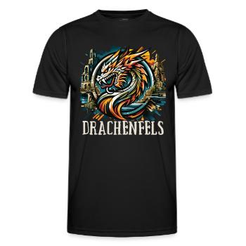 Drache Drachenkopf Logo Ruine Drachenfels - Männer Funktions-T-Shirt - Schwarz - Vorne - AI Model Male 178 dark (178cm)
