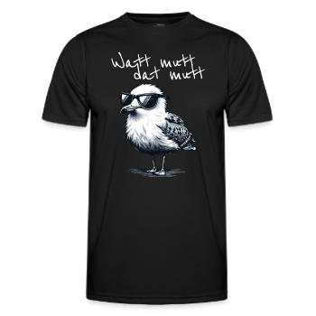 Watt mutt dat mutt Coole Möwe Nordsee Spruch - Men's Functional T-Shirt - black - Front - AI Model Male 178 dark (178cm)