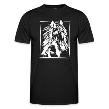 Pferd, Reiten, Dressur, Zeichnung Geschenk - Männer Funktions-T-Shirt - Schwarz - Vorne - AI Model Male 178 dark (178cm)