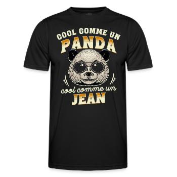 Cool Comme Un Panda, Cool Comme Un Jean - T-shirt sport Homme - noir - Devant - AI Model Male 178 dark (178cm)