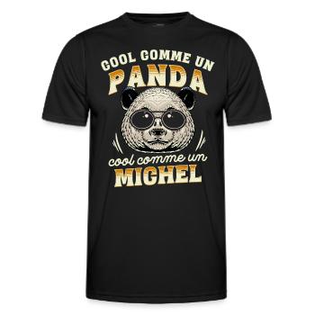 Cool Comme Un Panda, Cool Comme Un Michel - T-shirt sport Homme - noir - Devant - AI Model Male 178 dark (178cm)