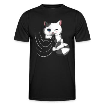 Rideau Mignon Gueule de Bois Joue Couverture Chat Propriétaire - T-shirt sport Homme - noir - Devant - AI Model Male 178 dark (178cm)