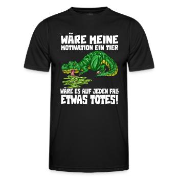 Motivation lustlos Witziges T-Rex Dino Outfit - Männer Funktions-T-Shirt - Schwarz - Vorne - AI Model Male 178 dark (178cm)