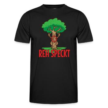 Rotwild Hirsch Hirschkuh Reh Reh Speckt im Wald - Männer Funktions-T-Shirt - Schwarz - Vorne - AI Model Male 178 dark (178cm)