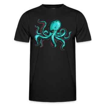 8 Armed Blue Octopus Squid Fan Lover - Men's Functional T-Shirt - black - Front - AI Model Male 178 dark (178cm)