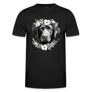 Labrador Dog Dog Owner Wau Flower Retriever - Men's Functional T-Shirt - black - Front - AI Model Male 178 dark (178cm)