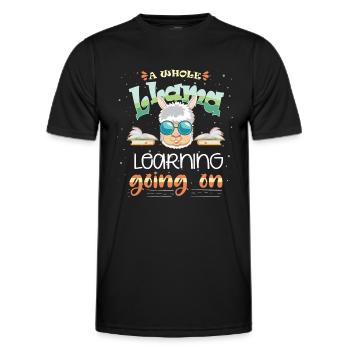 Pupils: preschooler, an alpaca llama learns - Men's Functional T-Shirt - black - Front - AI Model Male 178 dark (178cm)