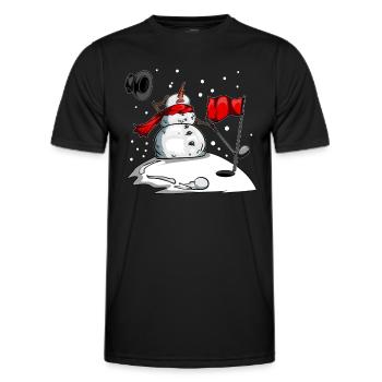 Snowman Golf Clothes Golf in Winter Golf Ball - Men's Functional T-Shirt - black - Front - AI Model Male 178 dark (178cm)