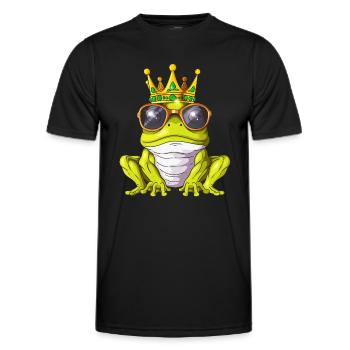 Cool Frog Prince Royalty Toads King Crown - Men's Functional T-Shirt - black - Front - AI Model Male 178 dark (178cm)