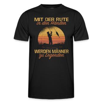 Rute In Den Händen Werden Männer Zu Legenden - Männer Funktions-T-Shirt - Schwarz - Vorne - AI Model Male 178 dark (178cm)