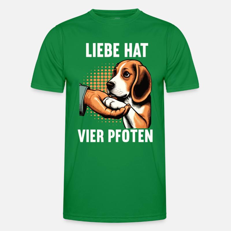 Liebe hat Vier Pfoten Beagle Beaglebesitzer Hund Männer Funktions-T-Shirt
