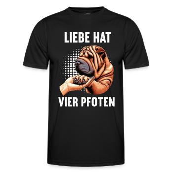 Liebe hat Vier Pfoten Shar Pei Shar Pei Besitzer - Männer Funktions-T-Shirt - Schwarz - Vorne - AI Model Male 178 dark (178cm)
