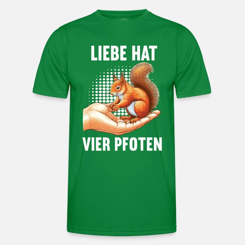 Liebe hat Vier Pfoten Eichhörnchen Eichhorn Nager Männer Funktions-T-Shirt