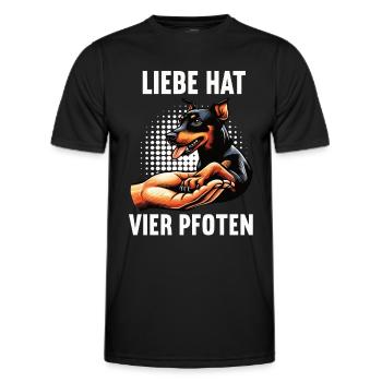 Liebe hat Vier Pfoten Zwergpinscher Pinscherfan - Männer Funktions-T-Shirt - Schwarz - Vorne - AI Model Male 178 dark (178cm)