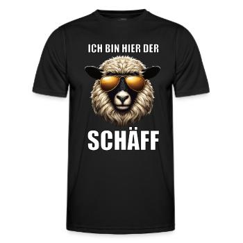 Ich Bin Hier Der Schäff Walliser Schaf Schafe Mäh - Männer Funktions-T-Shirt - Schwarz - Vorne - AI Model Male 178 dark (178cm)