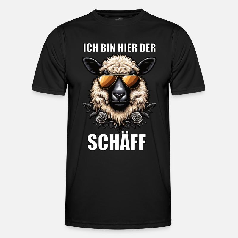 Ich Bin Hier Der Schäff Walliser Schaf Schafe Mäh Männer Funktions-T-Shirt