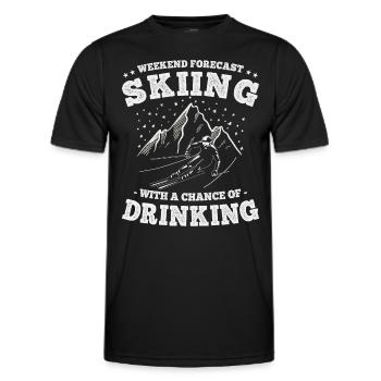 Wochenendprognose Skifahren und Trinken Lustige Ski - Männer Funktions-T-Shirt - Schwarz - Vorne - AI Model Male 178 dark (178cm)