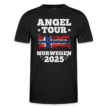 Angel Tour Norwegen 2025 - Männer Funktions-T-Shirt - Schwarz - Vorne - AI Model Male 178 dark (178cm)