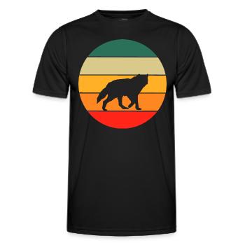 Wald Tier Geschenk Waldbewohner Retro Wolf - Männer Funktions-T-Shirt - Schwarz - Vorne - AI Model Male 178 dark (178cm)
