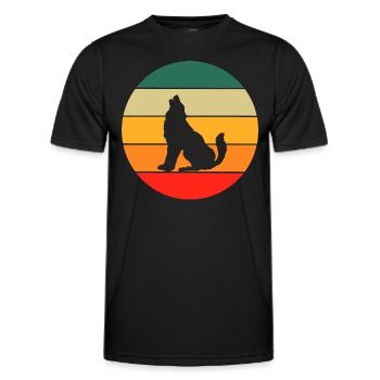 Wald Tier Raubtier Geschenk Retro Heulender Wolf - Männer Funktions-T-Shirt - Schwarz - Vorne - AI Model Male 178 dark (178cm)