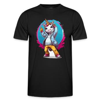 Jugendliches Einhorn mit Hoodie - Männer Funktions-T-Shirt - Schwarz - Vorne - AI Model Male 178 dark (178cm)
