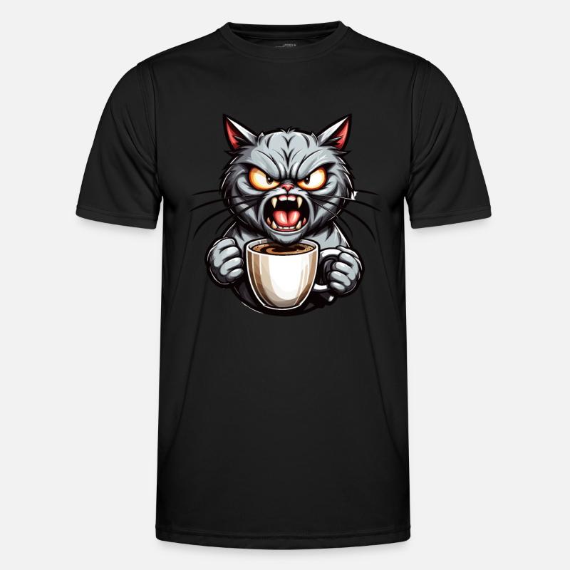 Chat gris avec du café T-shirt sport Homme
