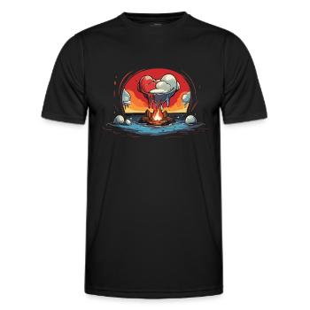 Heart Smoke Signals in the Sea - Men's Functional T-Shirt - black - Front - AI Model Male 178 dark (178cm)