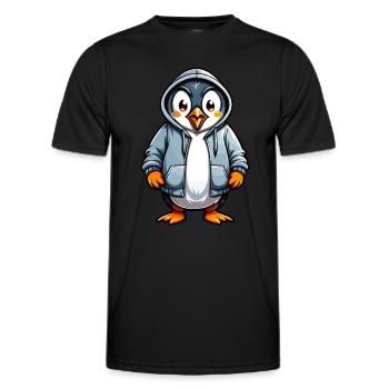 Süßer Pinguin in Jacke - Männer Funktions-T-Shirt - Schwarz - Vorne - AI Model Male 178 dark (178cm)