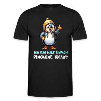 Ich mag Pinguine - Männer Funktions-T-Shirt - Schwarz - Vorne - AI Model Male 178 dark (178cm)