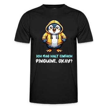 Ich mag Pinguine - Männer Funktions-T-Shirt - Schwarz - Vorne - AI Model Male 178 dark (178cm)