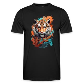 Tiger im Graffiti Stil - Männer Funktions-T-Shirt - Schwarz - Vorne - AI Model Male 178 dark (178cm)