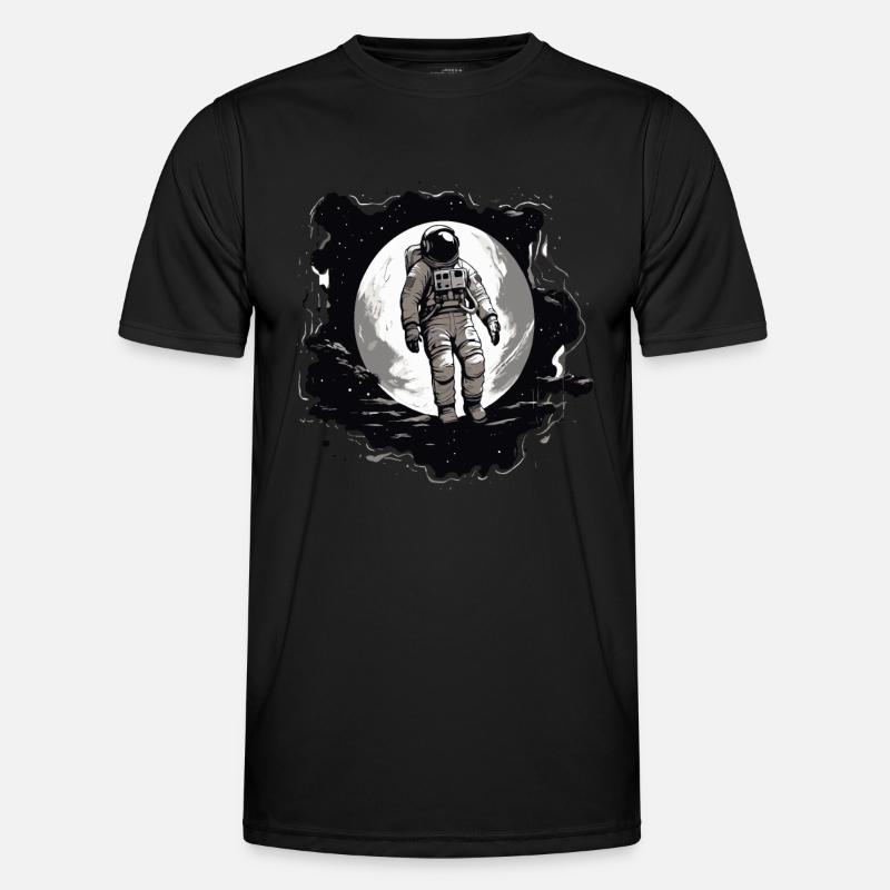 Astronaute devant la lune - T-shirt sport Homme - noir