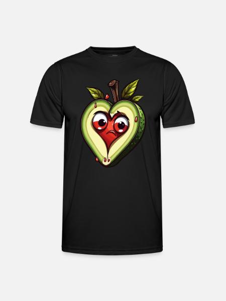 Avocado mit Herzkern - Männer Funktions-T-Shirt - Schwarz