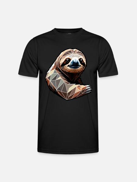 Faultier Polygon Sloth - Männer Funktions-T-Shirt - Schwarz
