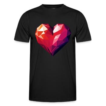 Polygon Herz - Männer Funktions-T-Shirt - Schwarz - Vorne - AI Model Male 178 dark (178cm)