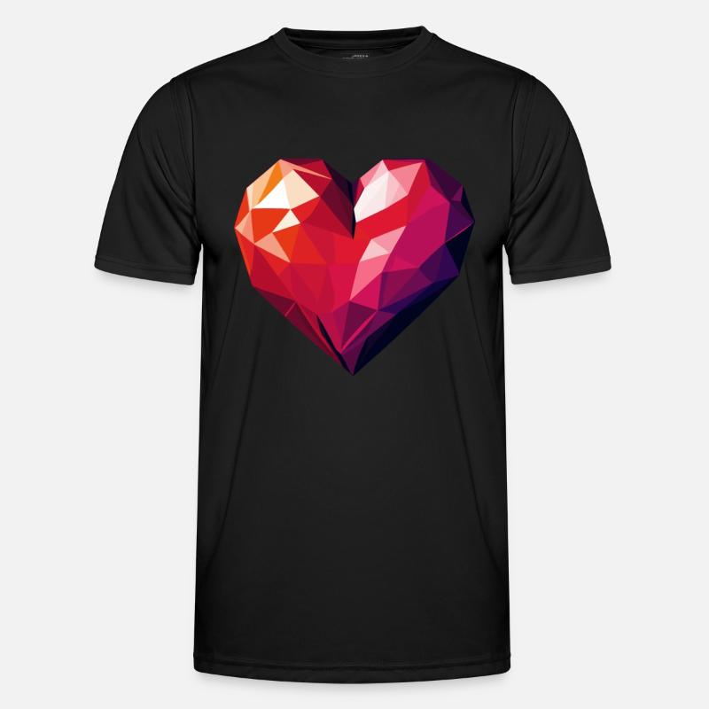 Polygon Herz Männer Funktions-T-Shirt