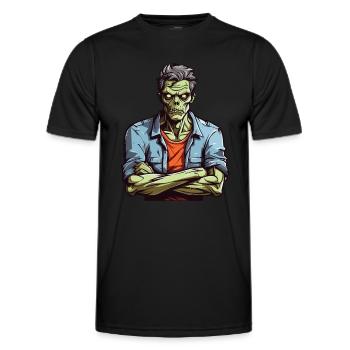 Zombie agacé - T-shirt sport Homme - noir - Devant - AI Model Male 178 dark (178cm)