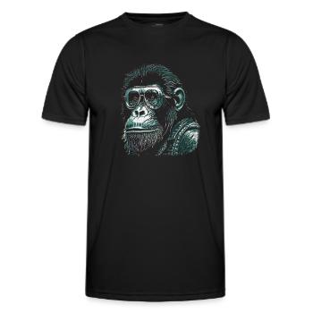 Hipster Affe - Männer Funktions-T-Shirt - Schwarz - Vorne - AI Model Male 178 dark (178cm)